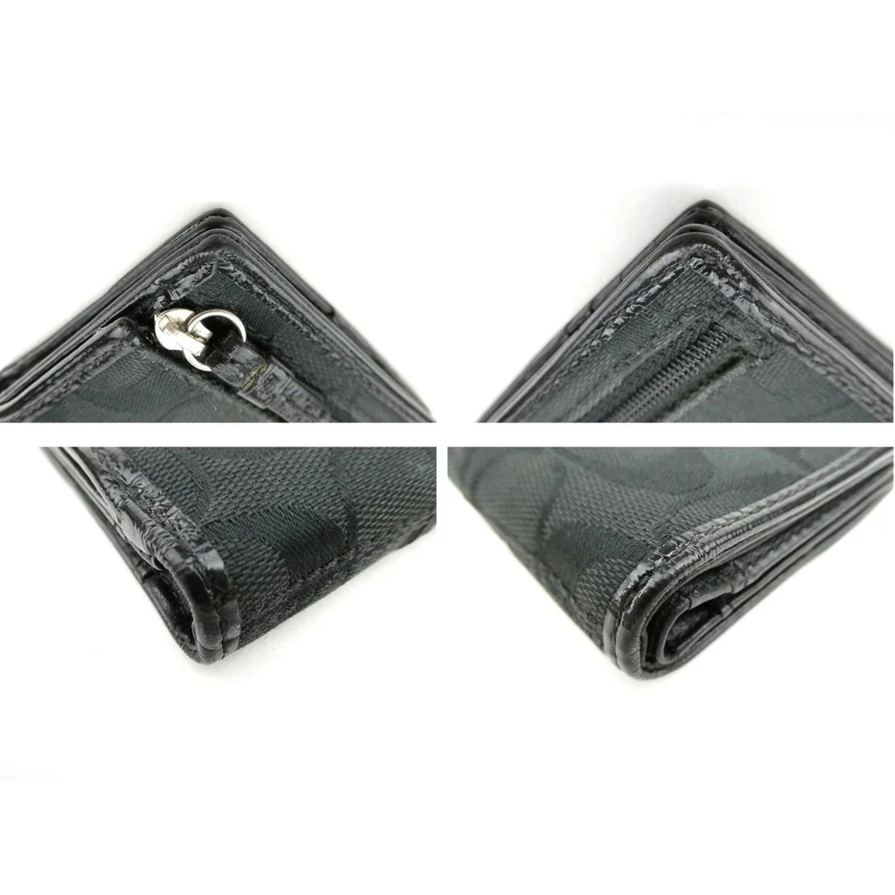 Coach Signature Black Small Bifold Wallet
